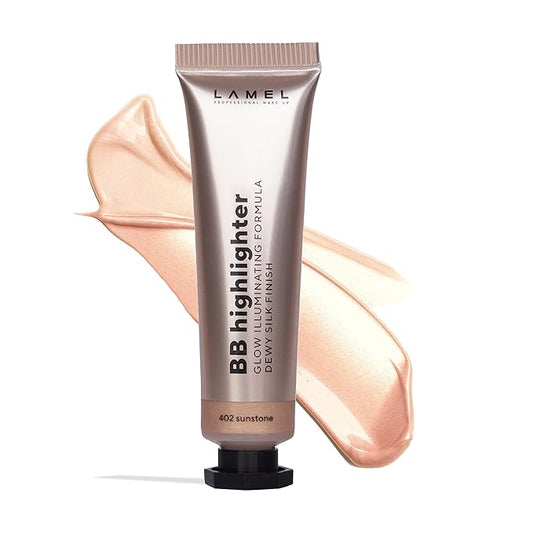 Lamel Dewy Cream BB Highlighter - Lightweight, Buildable and Luxuriously Glossy with Radiant, Natural-looking, Non-Greasy, Moisturizing, and Long-Lasting Formula for Flawless, Skin-Brightening - 402-BrightBean Baby