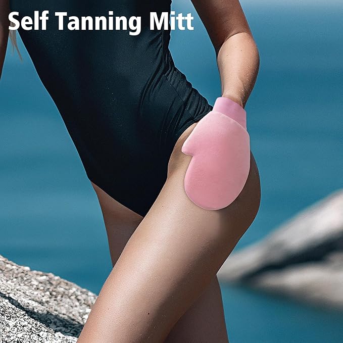 Self Tanner Brushes- Extra Large Body Kabuki Brush & Tanning Mitt, 2 Pcs, Big Body Makeup Brush for Legs, Face, Soft Self Tanning Glove Applicator for Fake Tan, Foundation, Lotion, Makeup (Purple)-BrightBean Baby