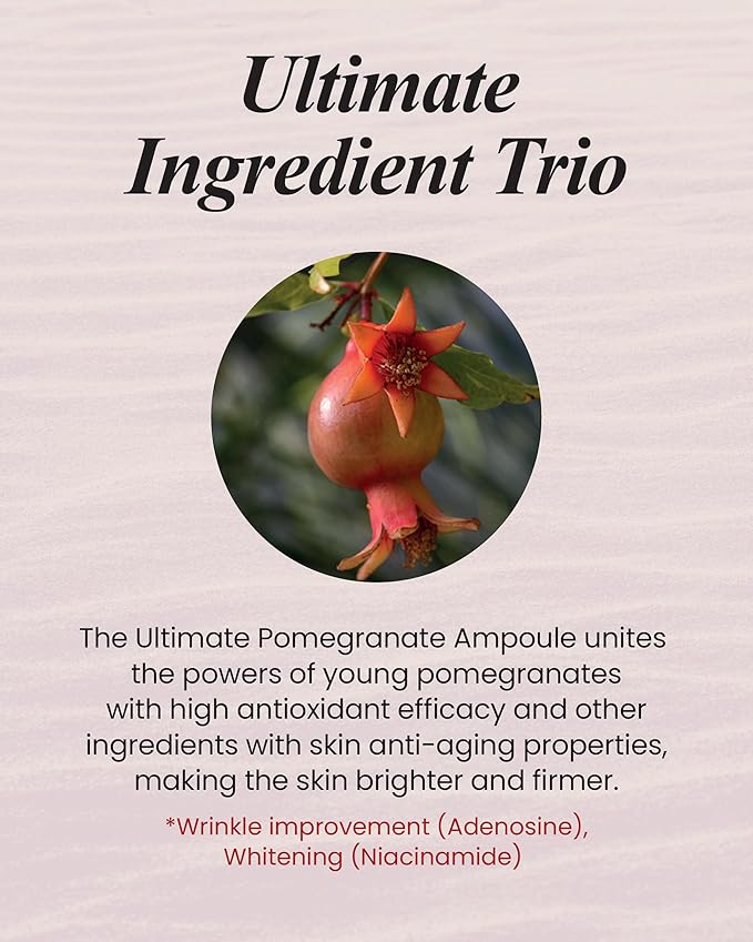 Sooryehan Ultimate Pomegranate (Ampoule Set, 1.9fl oz) - Skin Elasticity, Reduced Wrinkles & Skin Tone Improvement, Elastin, Vitamin C, Adenosine & Niacinamide-BrightBean Baby