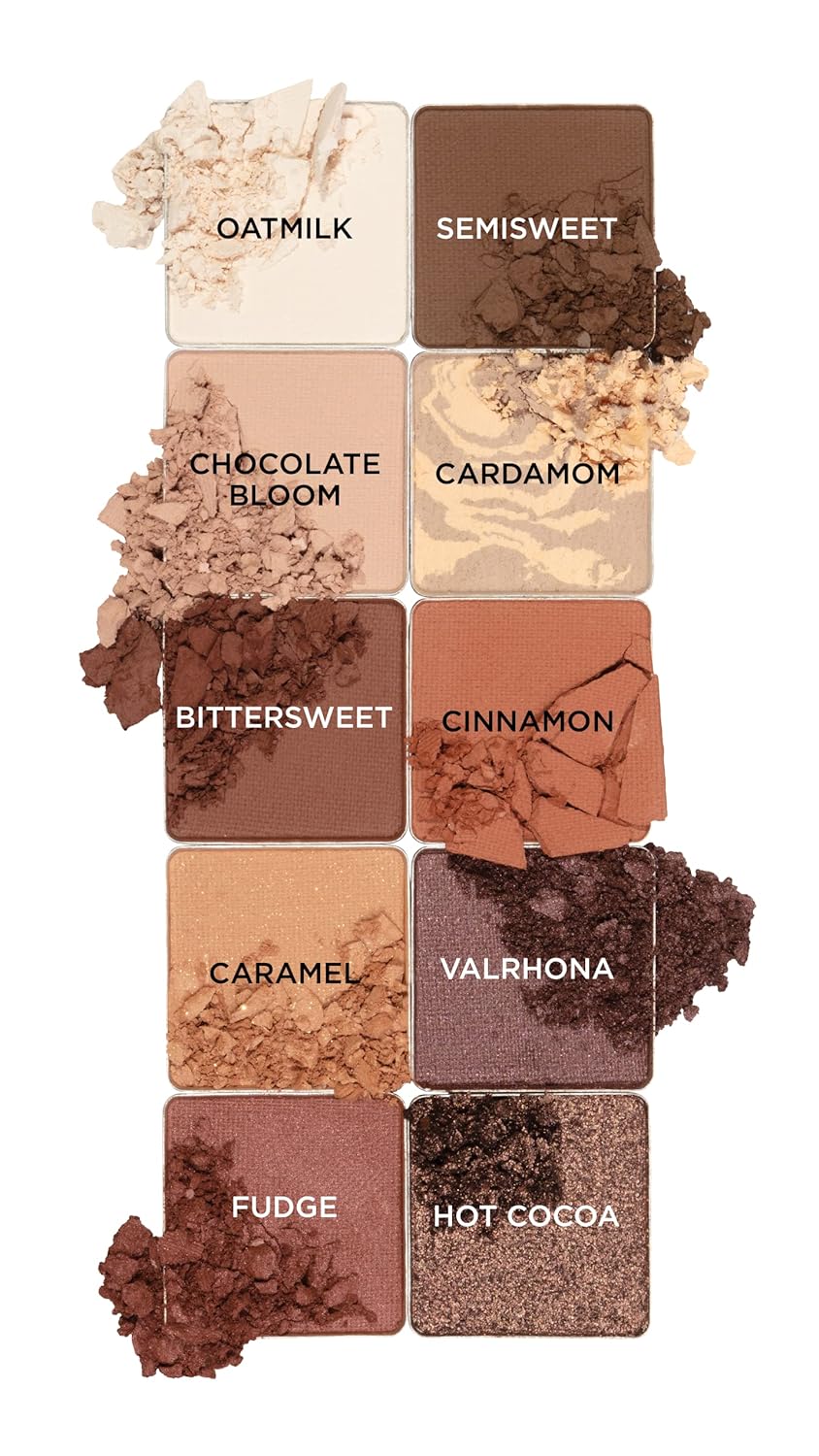 Pacifica Cocoa Nudes Mineral Eyeshadow Palette – 10 Shades Eye Makeup Naked Mineral Eye Shadow - Earth-Tone Rich Chocolate & Praline Neutral Talc-Free Highly Pigmented Cocoa Butter Clean Beauty Vegan-BrightBean Baby