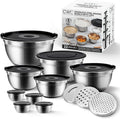 COOK WITH COLOR Stainless Steel Mixing Bowls Set with Lids - Nesting Bowls with Non-Slip Bottom, Silver, 22 Pieces