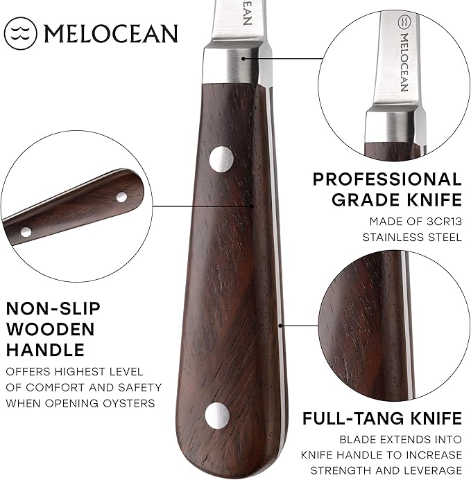 Oyster Shucking Knife and Gloves Set - Premium Oyster Knife and Shucking Gloves Kit - Professional Clam Shucker Opener Tool in Lovely Box - Bonus Ebook and Brochure Included