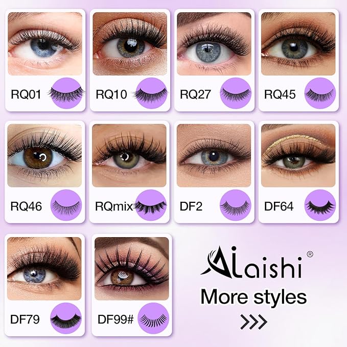 Wispy False Eyelashes Kit With Bond, Seal and Tweezer, 7 Pairs Natural Look Fake Cat Eye Lashes Strips Thin Band Extensions Waterproof Easy Eyelashes for Beginners RQ46-BrightBean Baby