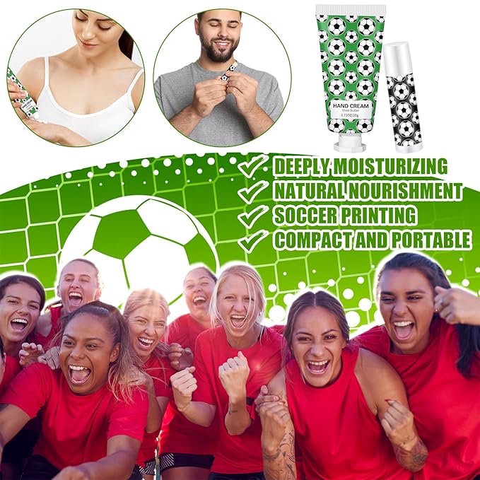 36 Sets Soccer Lip Balm Hand Cream Set soccer Party Favors, Include 36 Lip Balm 36 Moisturizing Hand Cream 36 Bags 36 Cards and Ropes for Soccer Accessories Gifts-BrightBean Baby