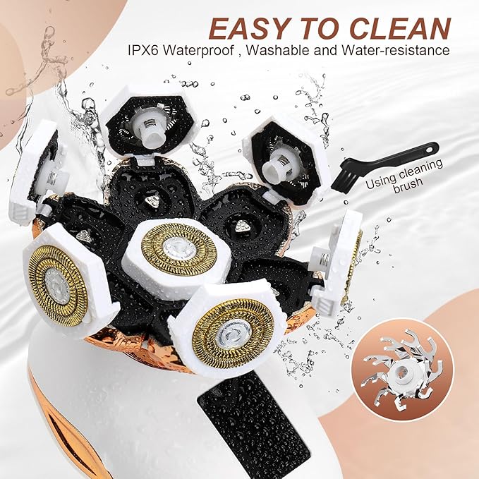 2-in-1 Electric Razors for Women, Wet/Dry 7D Rechargeable Rotary Shaver for Legs, Water Resistant Grooming Kit - Electric Razors for Women, Facial Hair Removal, Bikini Trimmer, Lips - Gentle Hair Remo-BrightBean Baby