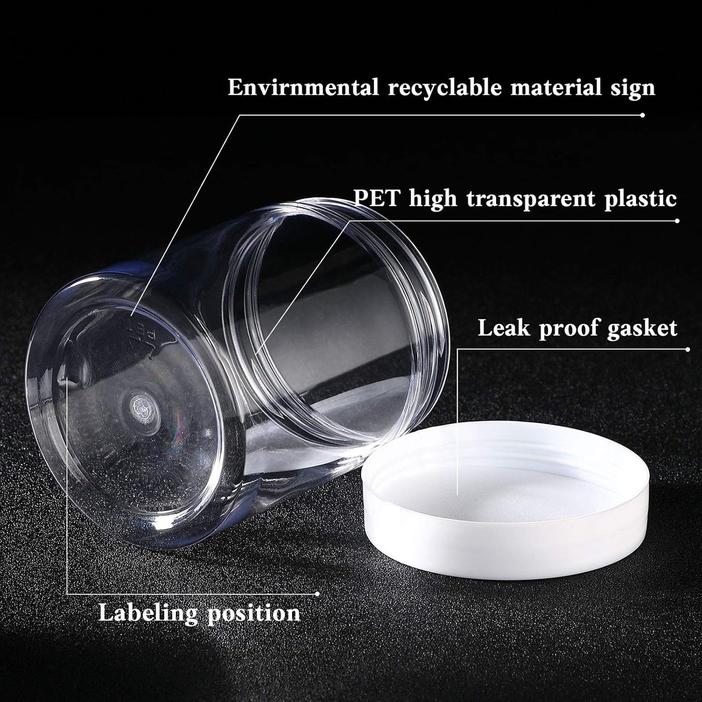 SATINIOR 100 Pcs Plastic Jars with Lids Small Containers Lids Wide Mouth Small Plastic Containers for Lotion Cream Rhinestones Body Butters Travel Storage(10 oz,White)-BrightBean Baby