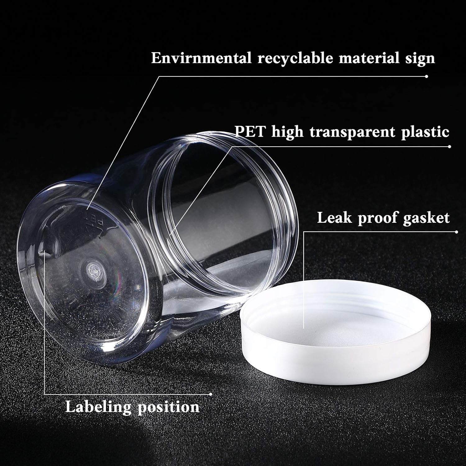 SATINIOR 100 Pcs Plastic Jars with Lids Small Containers Lids Wide Mouth Small Plastic Containers for Lotion Cream Rhinestones Body Butters Travel Storage(10 oz,White)-BrightBean Baby