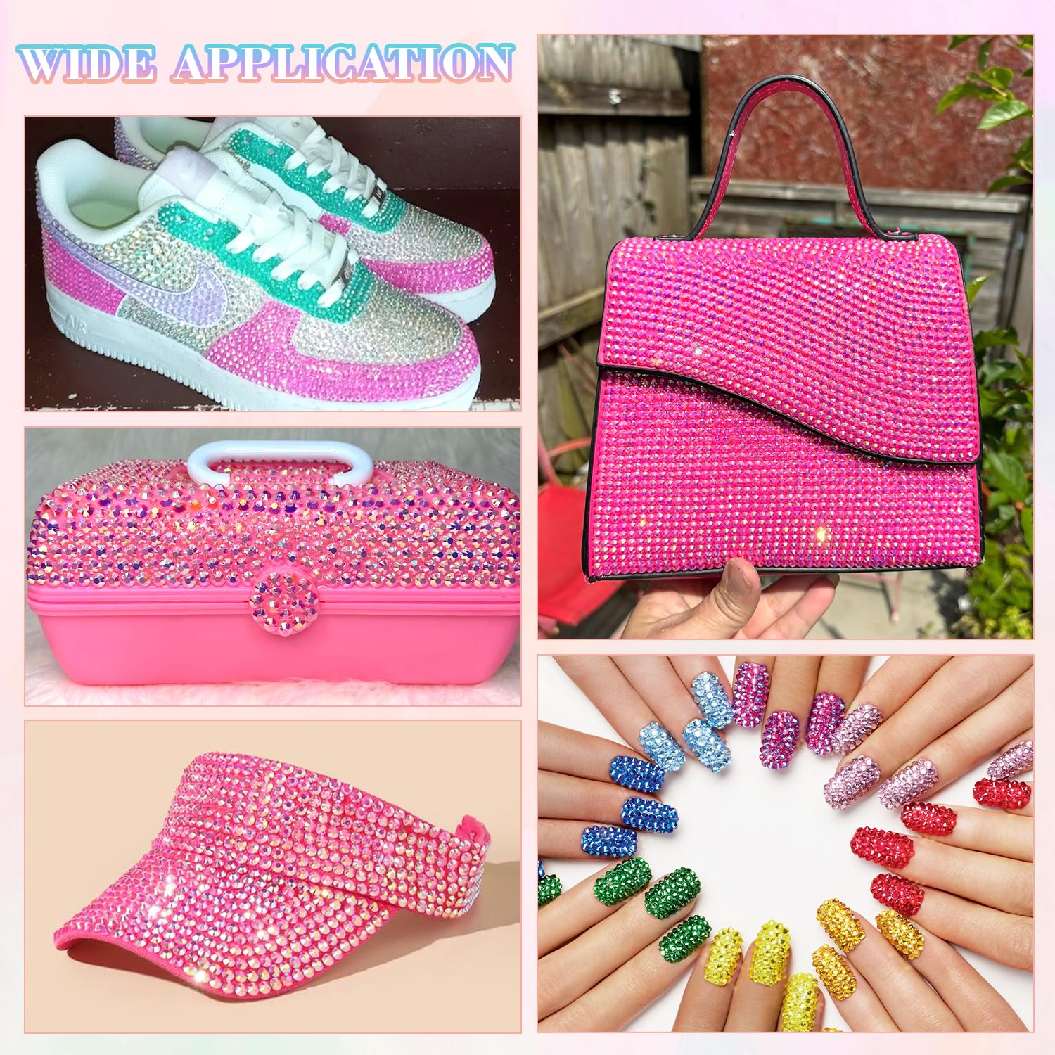 25000Pcs Resin Jelly Rhinestones with Tweezers for Crafting, 2-6mm Mixed Sizes (Hot Pink AB) Non Hotfix Flatback Gems, Bedazzling Crystal for DIY Crafts Clothing Tumblers Mugs Shoes Decor Nail Art-BrightBean Baby