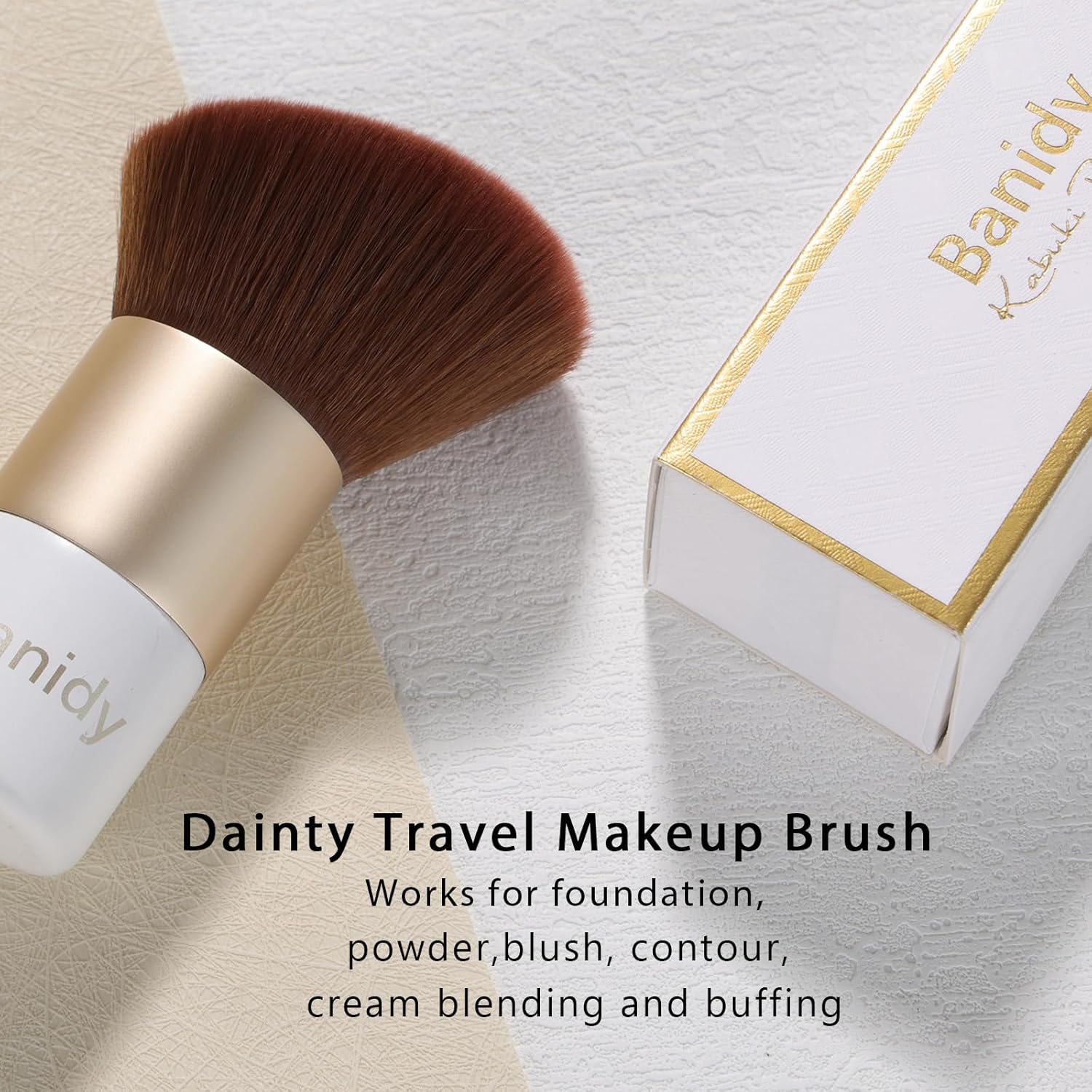 Kabuki Face Makeup Brush, Portable Travel Blush Brush Flawless for Foundation, Powder, Bronzer Buffing, Liquid, Cream, Cruelty Free-BrightBean Baby