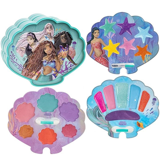 Townley Girl The Little Mermaid Clam Beauty Compact Set Kit with Lip Gloss Palette, Makeup Set for Kids Girls, Ages 3+ Perfect for Parties, Sleepovers and Makeovers-BrightBean Baby
