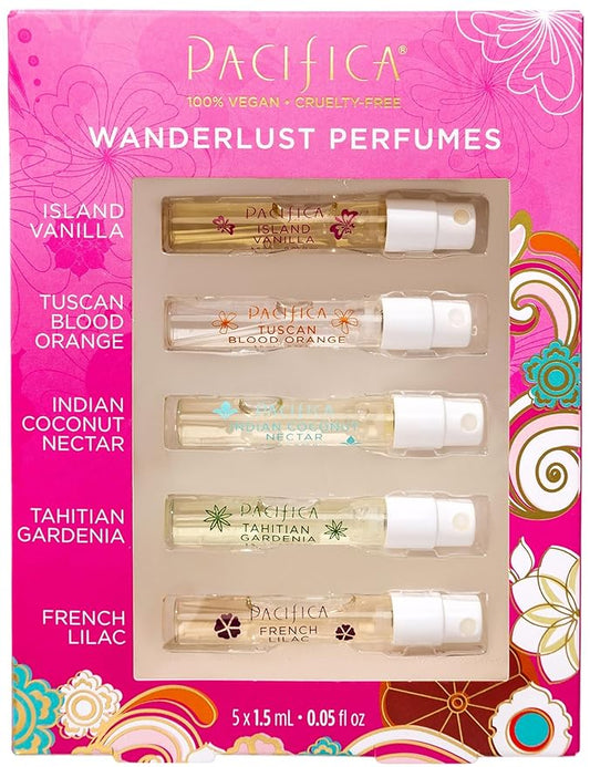 Pacifica Beauty, Wanderlust Spray Perfume Trial Set, Island Vanilla, 5 Scents, Fragrance Sampler Gift Set, Natural & Essential Oils, Clean, Vegan & Cruelty Free-BrightBean Baby