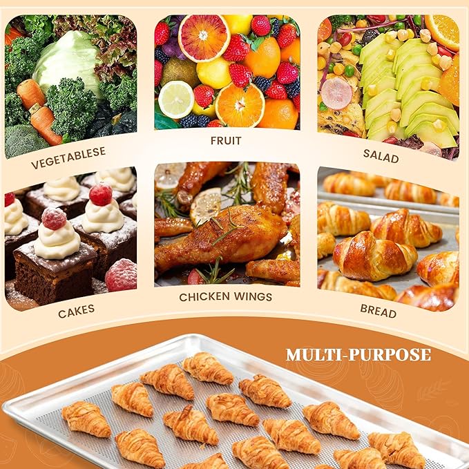 12 Pack Half Size Baking Sheet Pans Perforated, Aluminum Commercial Cookie Sheets Non-Stick, 18"x13"