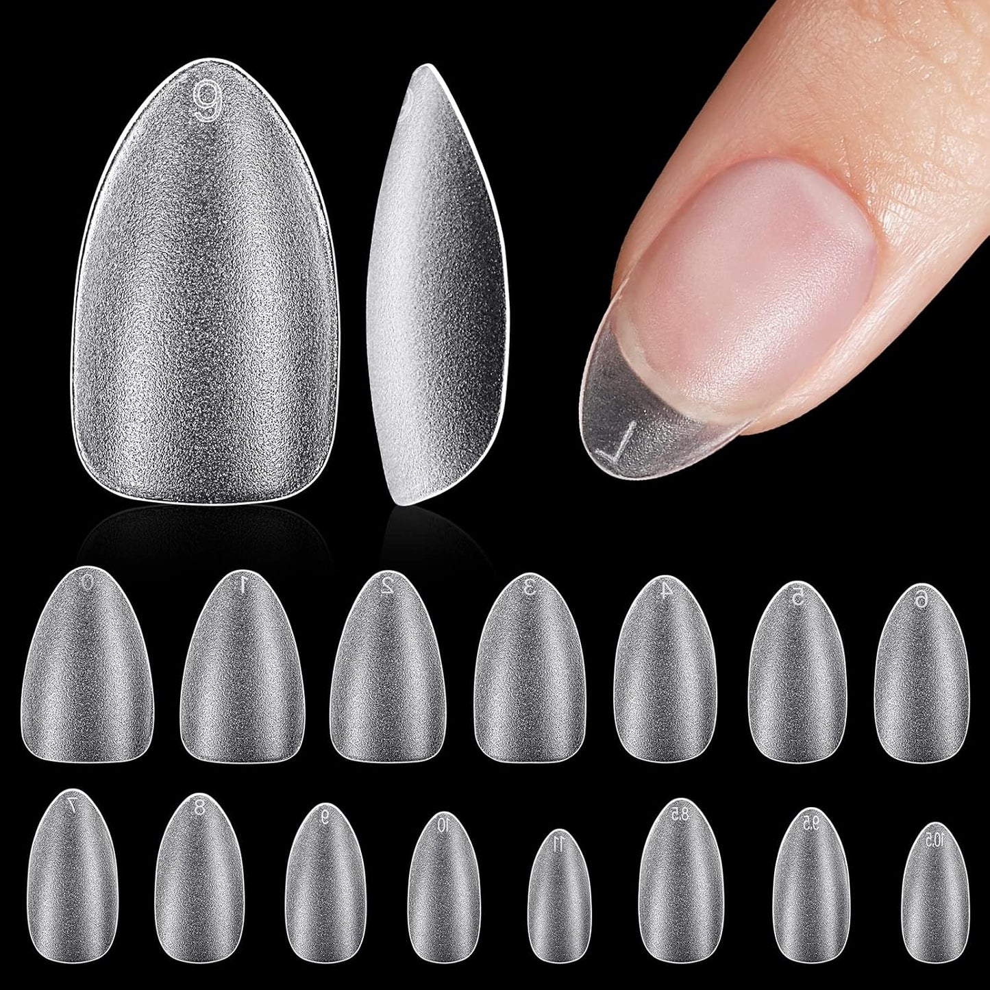 TOMICCA Short Almond Nail Tips, Acrylic Soft Full Coverage Fake Nailsfor Extension Manicure, Double-sided Matte Press on Nail Tips for Home DIY Art Women Girls-BrightBean Baby