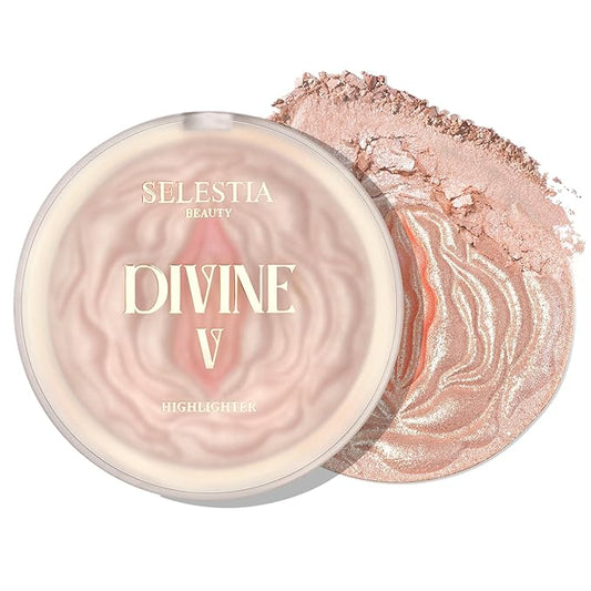 Highlighter Makeup Powder Divine V - Highlighter Powder for Radiant Glow - Face Highlighter for All Skin Tones - Easy-to-Apply Powder Highlighter, 0.53 Oz-BrightBean Baby
