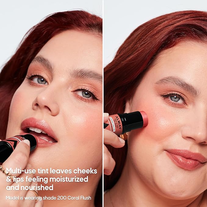Almay Lip and Cheek Tint, Color & Care Tint Stick, Multi-Use Moisturizing Blush and Lip Color, Dewy Finish, 400 Nude Flush, 0.25 oz