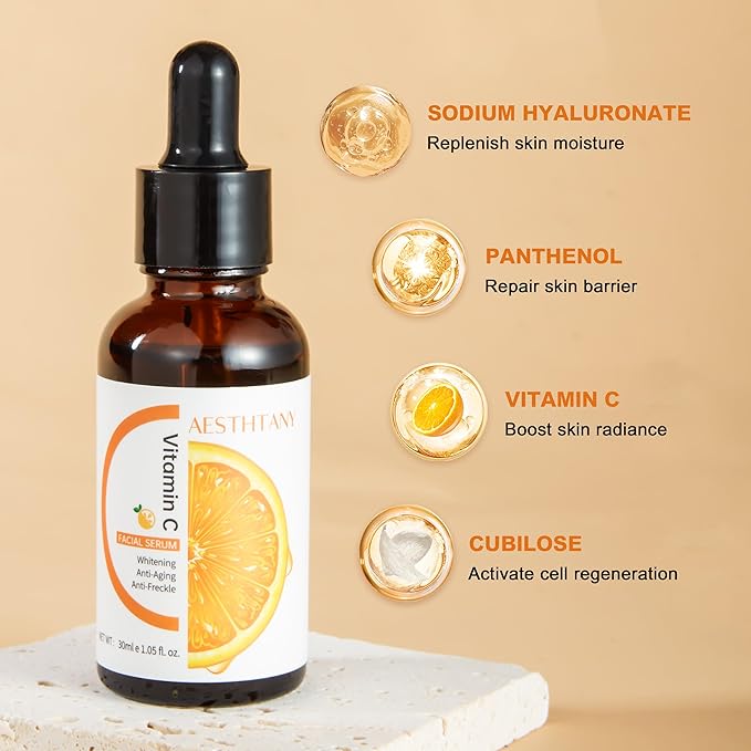 Hydrating Hyaluronic Acid Serum for Face with Vitamin C, Vitamin E | 30ml / 1.06 fl.oz | Daily Moisturizing Face Serum-BrightBean Baby