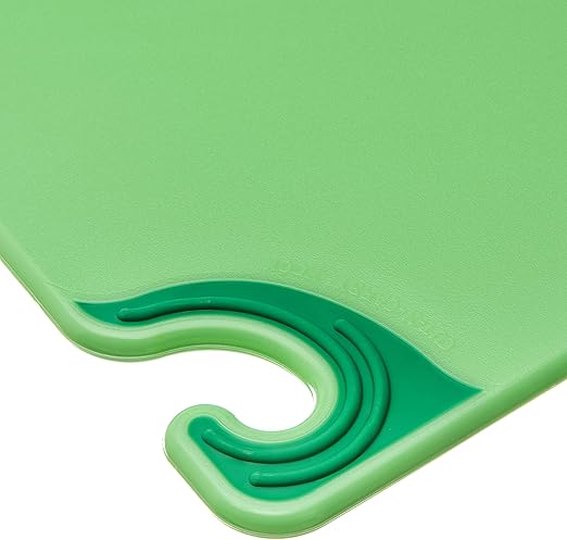 San Jamar Saf-T-Grip Plastic Cutting Board with Safety Hook, 15" x 20" x 0.5", Green