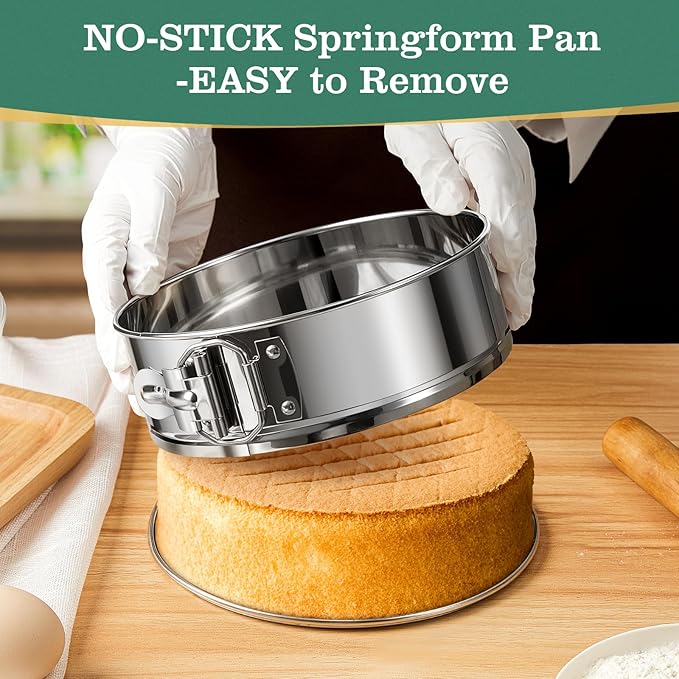 9 Inch Springform Cake Pan, Stainless Steel Springform Pans, Leakproof & Nonstick Cheesecake Pan with Removable Bottom, Round Spring Form Cake Pan For Baking