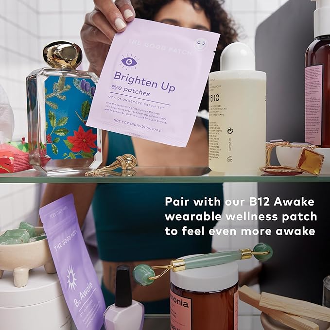 The Good Patch Brighten Up Hydrogel Under Eye Patches for Dark Circles and Puffy Eyes, Made with Niacinamide, Vitamin K, Pine Leaf Extract, Clinically Proven (12 Total Patch Sets)-BrightBean Baby