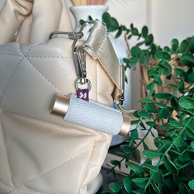 LipBalm Holder with Keychain, Lipstick Holder Keychain, Lip Gloss Holder Keychain, Never Lose Your Lip Balm, Lip Gloss or Lipstick with Cute Elastic Lip Balm Keychain Holder (White)-BrightBean Baby