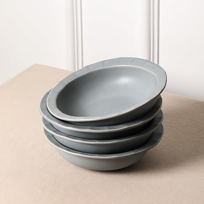 Stone Lain Oasis 4-Piece Pasta Bowl Set Stoneware, Grey Blue