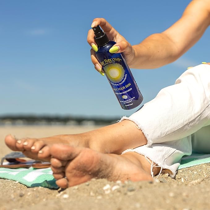 Solar Recover After Sun Moisturizing Spray + Hair Detangler Combo - 12oz Hydrating Facial and Body Mist for Sunburn Relief + 8oz All Natural Leave-In Conditioner-BrightBean Baby