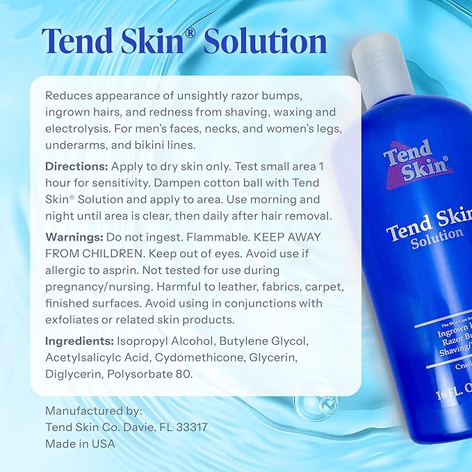 Tend Skin Razor Bump, Ingrown Hair Solution for Unsightly Razor Bumps, Ingrown Hair and Razor Burns, Post Shaving and Waxing Toner for Men and Women, Made in USA, 16 Oz-BrightBean Baby