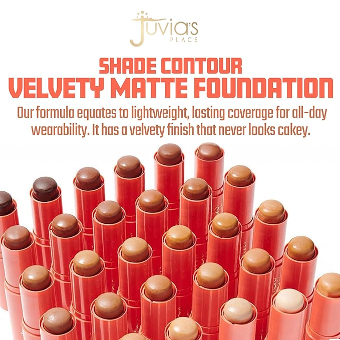 Juvia's Place Shade Stick Foundation, Concealer, Contour, Belize, Medium w/Neutral Undertone, .34 oz-BrightBean Baby