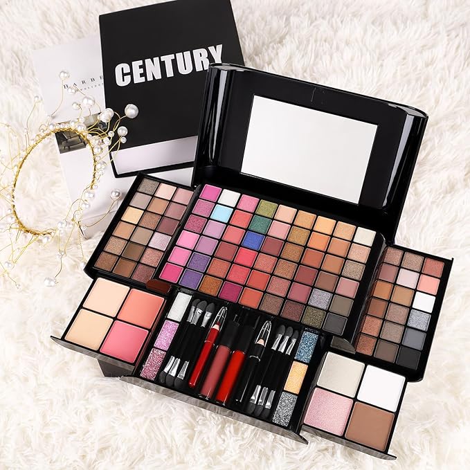 All In One Professional Makeup Kit Include Eyeshadow Palette Blushes Compact Bronzing Highlighter Powder Glitter Lipliner Eyeliner Pencil Brushes with Mirror Make Up Set Christmas Gifts For Women Girl-BrightBean Baby