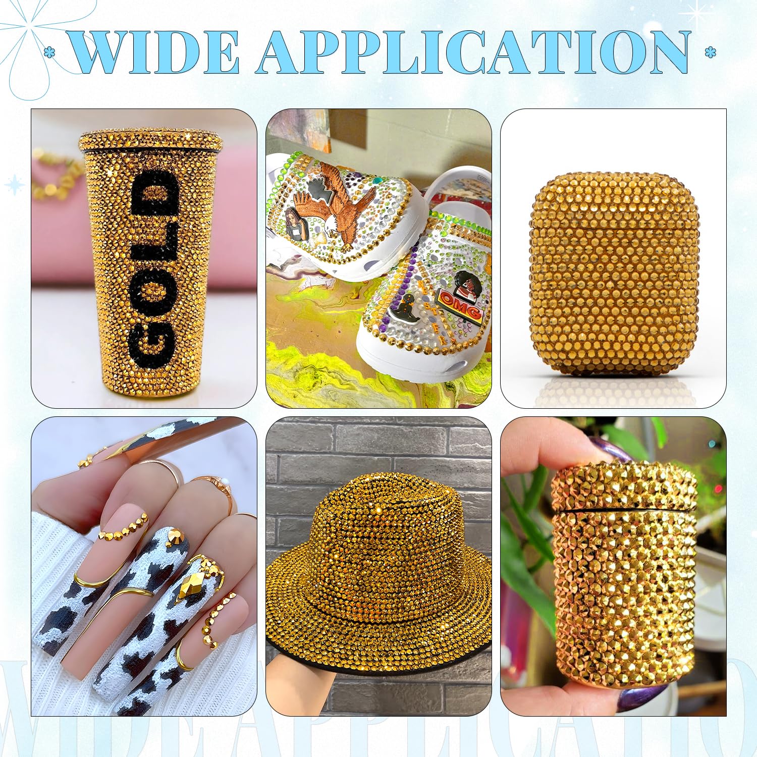 6000Pcs Resin Rhinestones for Bedazzling with 3Pcs B7000 Jewelry Glue, 1 Box Mine Gold Flatback Rhinestones for Crafting Crafts DIY, Crystals Gems for Clothing Shoes Tumblers Nail Art Makeup-BrightBean Baby