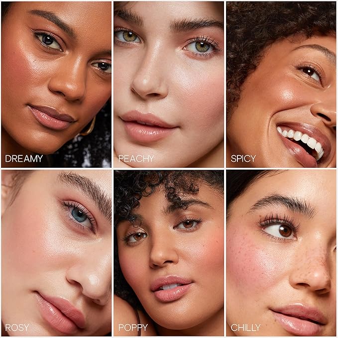 Saie Dew Blush - Lightweight Liquid Blush with a Blendable + Buildable Cream Finish - Dewy Cheek Tint with Doe Foot Wand Makeup Applicator - Soft Rose Blush - Rosy (.40 oz)-BrightBean Baby