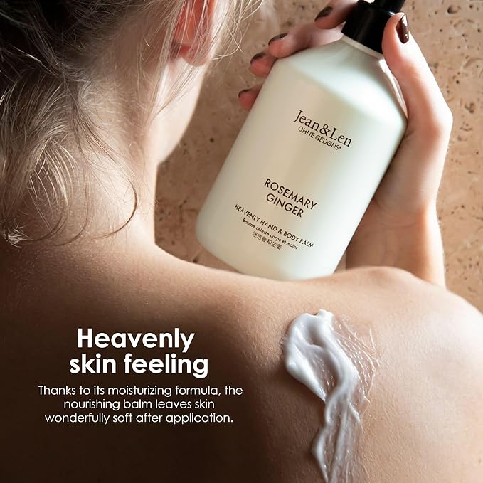 Jean & Len Heavenly Hand & Body Balm Rosemary & Ginger, for a fragrant care experience, with organic argan oil and shea butter, minimalistic bottle, without parabens & silicones, 16.91 Fl. Oz.-BrightBean Baby