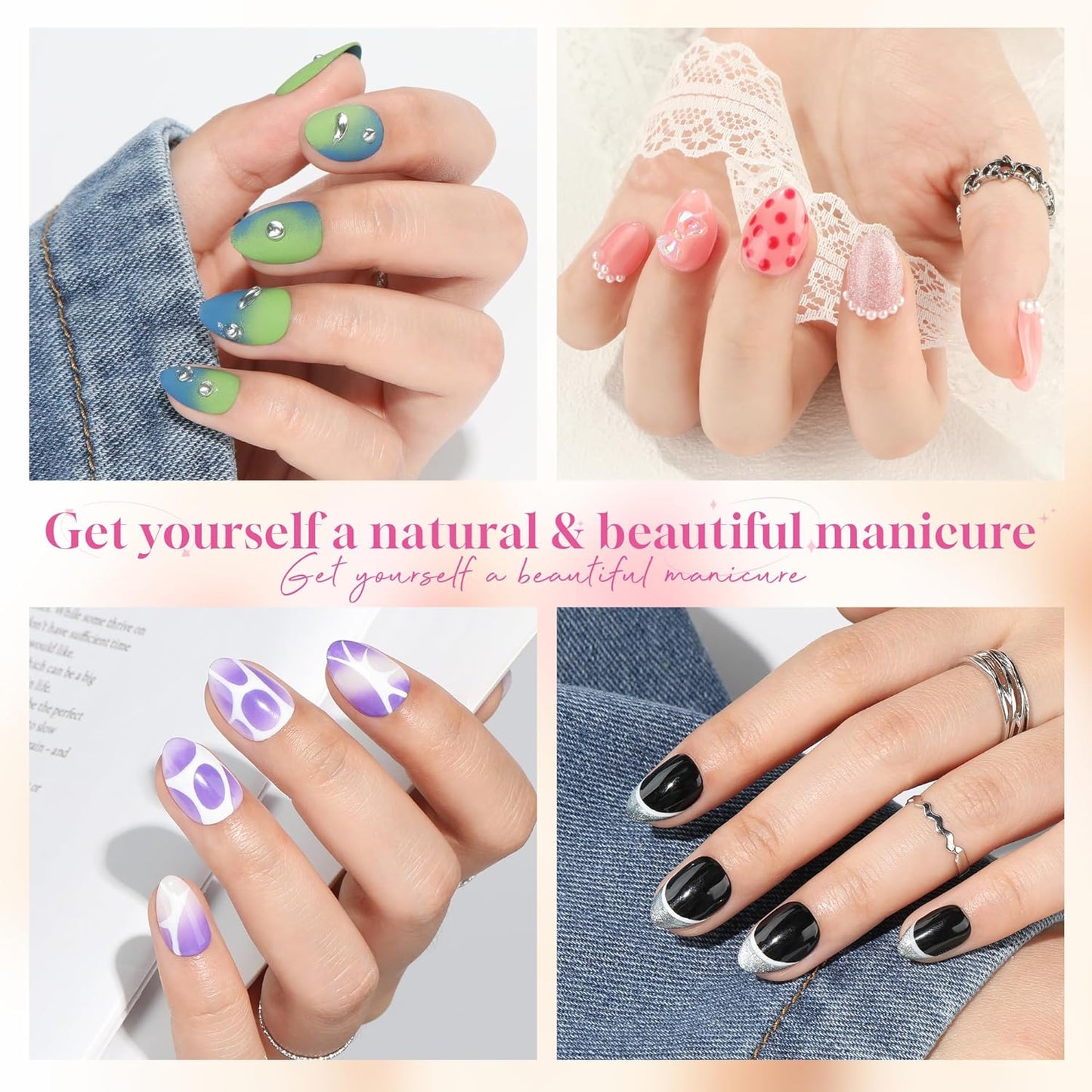 UNA GELLA Extra Short Almond Nail Tips, 312pcs XS Gel Nail Tips Almond Pre-Shaped Half Matte Full Cover No Need File Clear Fake Nails for Nails Extension Home DIY Salon 12 Sizes-BrightBean Baby