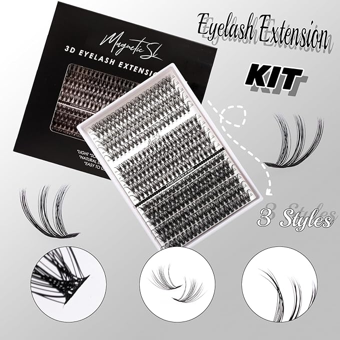 DIY Lash Extensions Kit 320pcs Individual Lashes Clusters 30D 40D 60D D Curl Eyelash Extension Kit with Applicator and Lash Bond&Seal, Lash Remover For False Eyelash Mix 11-20mm (30D+40D+60D KIT)-BrightBean Baby