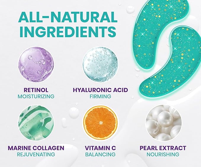 Stylia Under Eye Patches for Puffy Eyes and Dark Circles (6 Pairs) - Marine Collagen Under Eye Mask with Retinol, Vitamin C, Hyaluronic Acid, Pearl Extract - Eye Masks for Dark Circles and Puffiness-BrightBean Baby