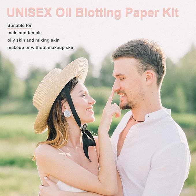 2 Pack Matter Blotting Paper for Oily Skin Total 100 Sheets with Mirror Case and Makeup Puff - Easy Dispensing Oil Blotting Sheets for Face,Makeup Friendly Oil Absorbing Sheets-BrightBean Baby