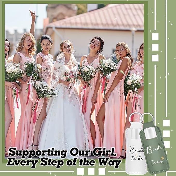 24 Pack Bachelorette Party Favor Lip Balm Set Team Bride Lip balm with Lipstick Holder Keychain Bride to be Lip balm Bridal Shower Proposal Gifts for Wedding Party Favors(White, Sage Green)-BrightBean Baby