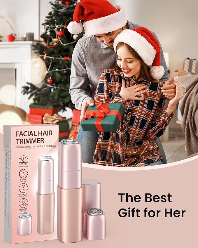 Rechargeable Facial Hair Remover for Women: Painless Mini Face Razors Shaver with 2 Replacement Heads,Electric Facial Hair Removal Device for Upper Lip, Chin & Face for Home & Travel-BrightBean Baby