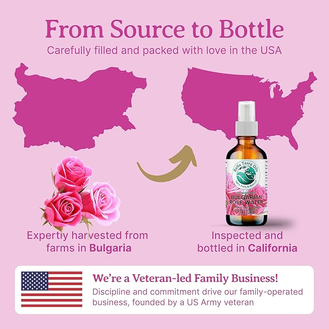 Bella Terra Oils - Rosewater Spray 16 oz - Embrace The Timeless Beauty of Pure Organic Rose Water, Ideal for Skin & Hair, Immerse in Natural Rose Fragrance-BrightBean Baby