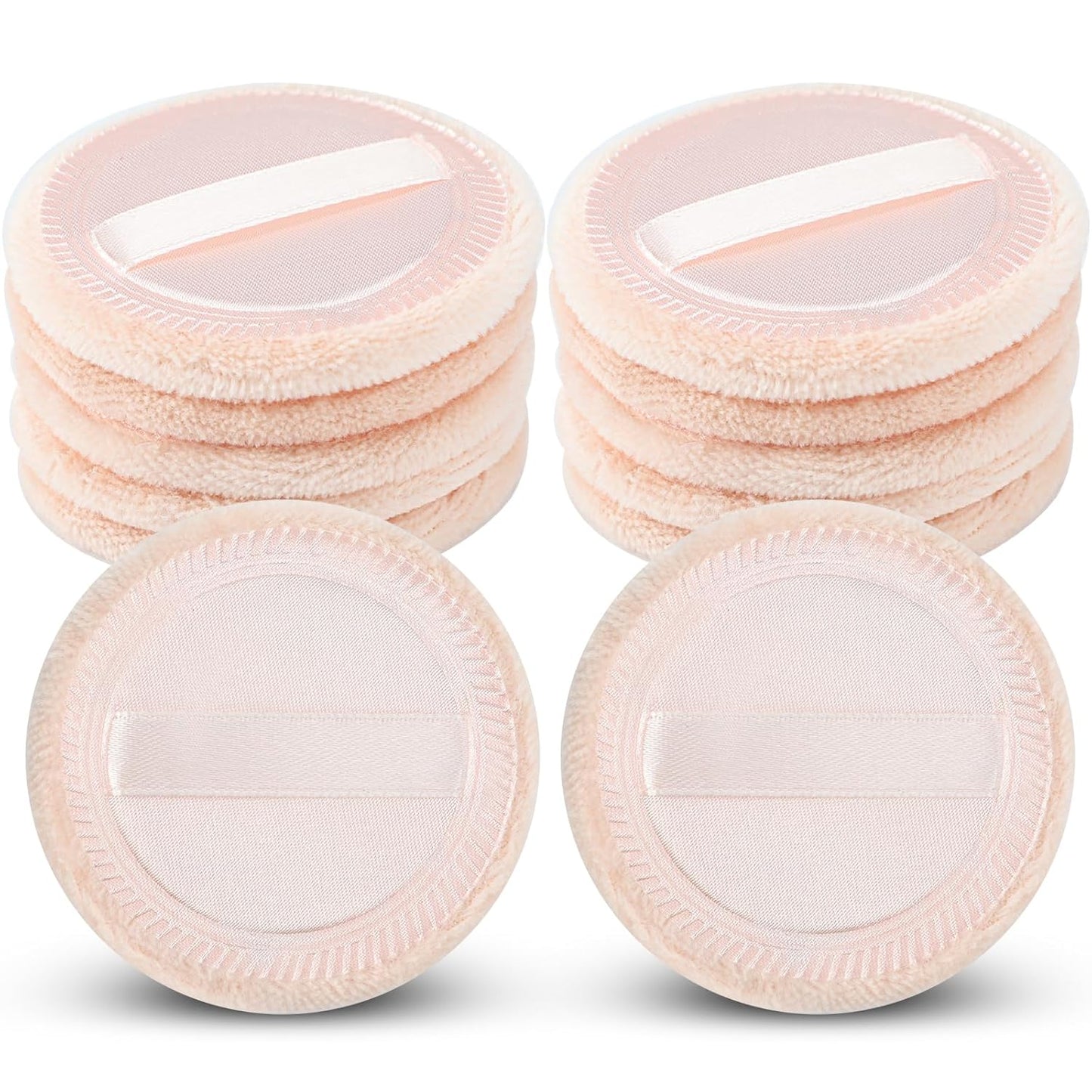 12 Pieces Powder Puffs Cotton Makeup Pads Soft Face Compact Puffs for Loose Setting Pressed Powder, 2.36 Inch (Beige)-BrightBean Baby