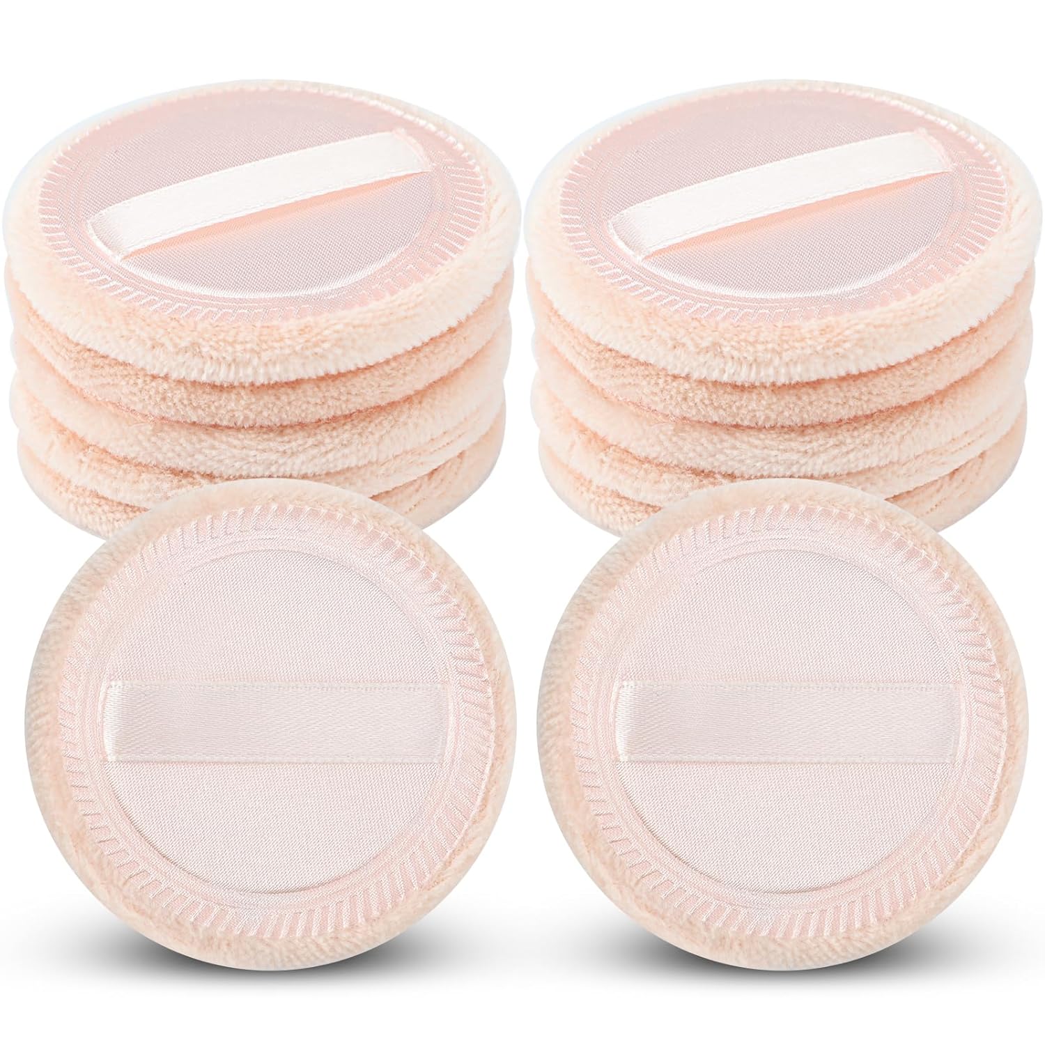 12 Pieces Powder Puffs Cotton Makeup Pads Soft Face Compact Puffs for Loose Setting Pressed Powder, 2.36 Inch (Beige)-BrightBean Baby