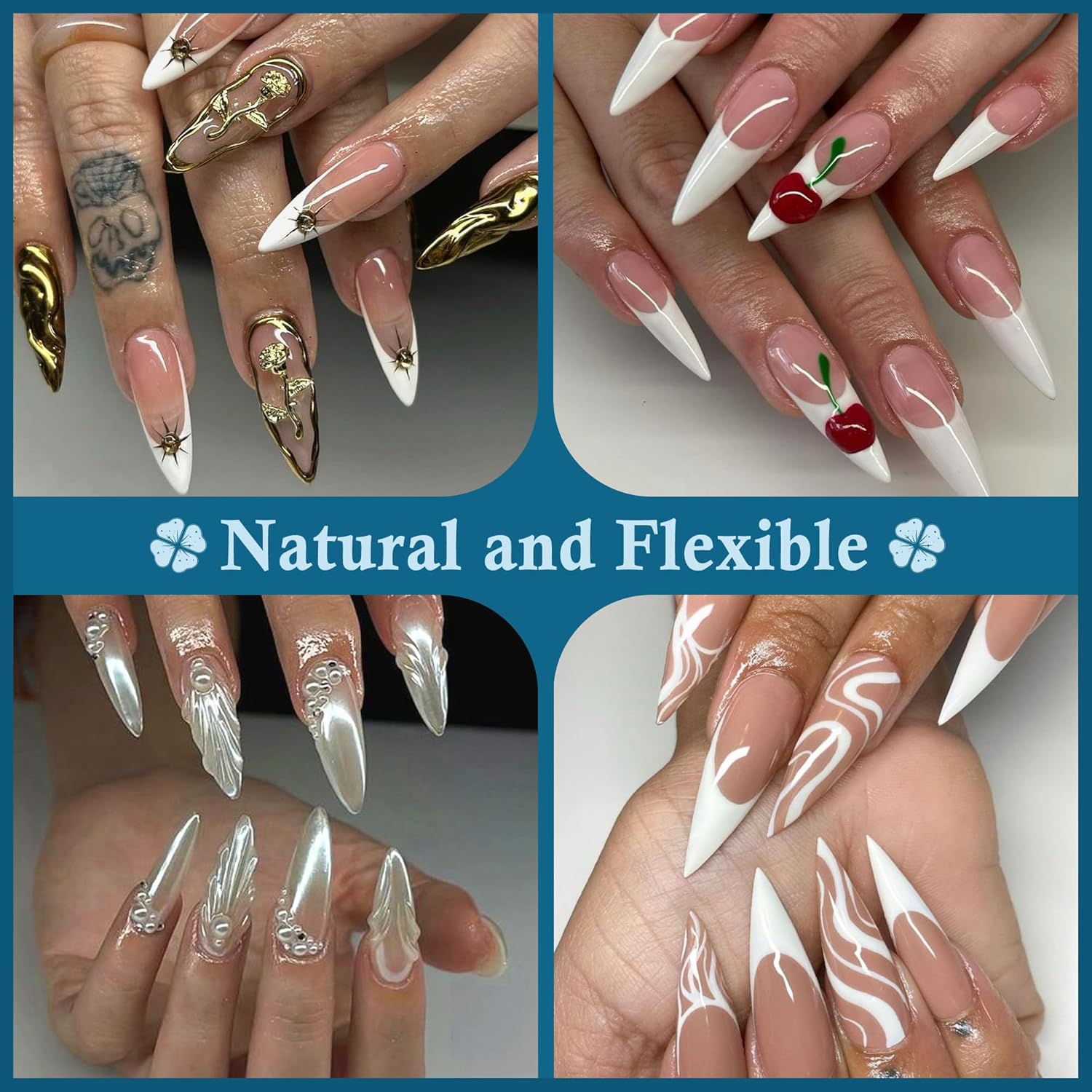 Medium Stiletto Nail Tips: 240 Pcs Full Cover Almond Shape False Nail Acrylic Soft Gel Nails Tips Clear Stiletto Press on Tips Pre-buffed for Nail Art Extension Salon Home DIY 12 Sizes-BrightBean Baby