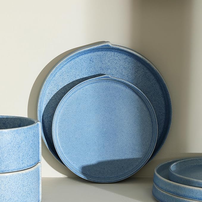 Stone Lain Bao 4-Piece Salad Plate Set Stoneware, Blue