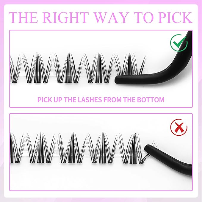 VEYESBEAUTY Lash Clusters Kit Eyelash Extensions Thin & Invisible Band DIY Individual False Eyelashes Newbie's Five-Second Series Wispy Lash Tray for Self-application, Manga Lash 8-18mm Mixed Length-BrightBean Baby