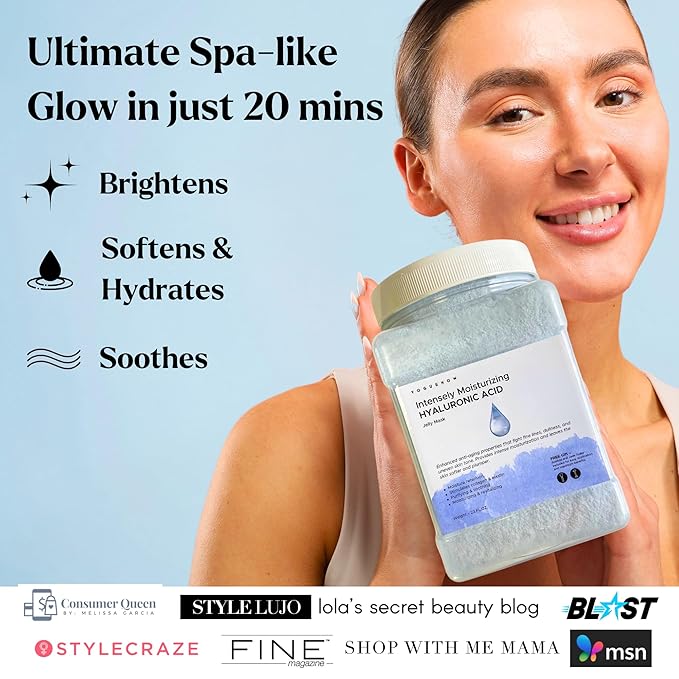 Jelly Face Mask for Facials - Hyaluronic Acid Hydrating, Brightening & Nourishing Jelly Mask with Free Jade Roller & Spatula | Professional Hydrojelly Masks | Vajacial Jelly Mask Powder | 23 Oz Jar-BrightBean Baby