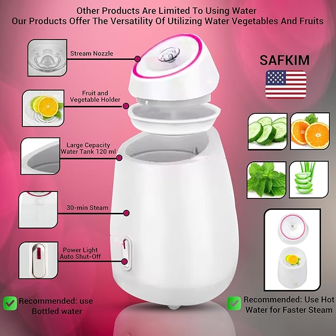 Facial Steamer and Ice Roller – 3-in-1 Nano Ionic Spa Kit for Deep Hydration and Pore Cleansing – Home Facial Care Set,auto Shut Off-BrightBean Baby