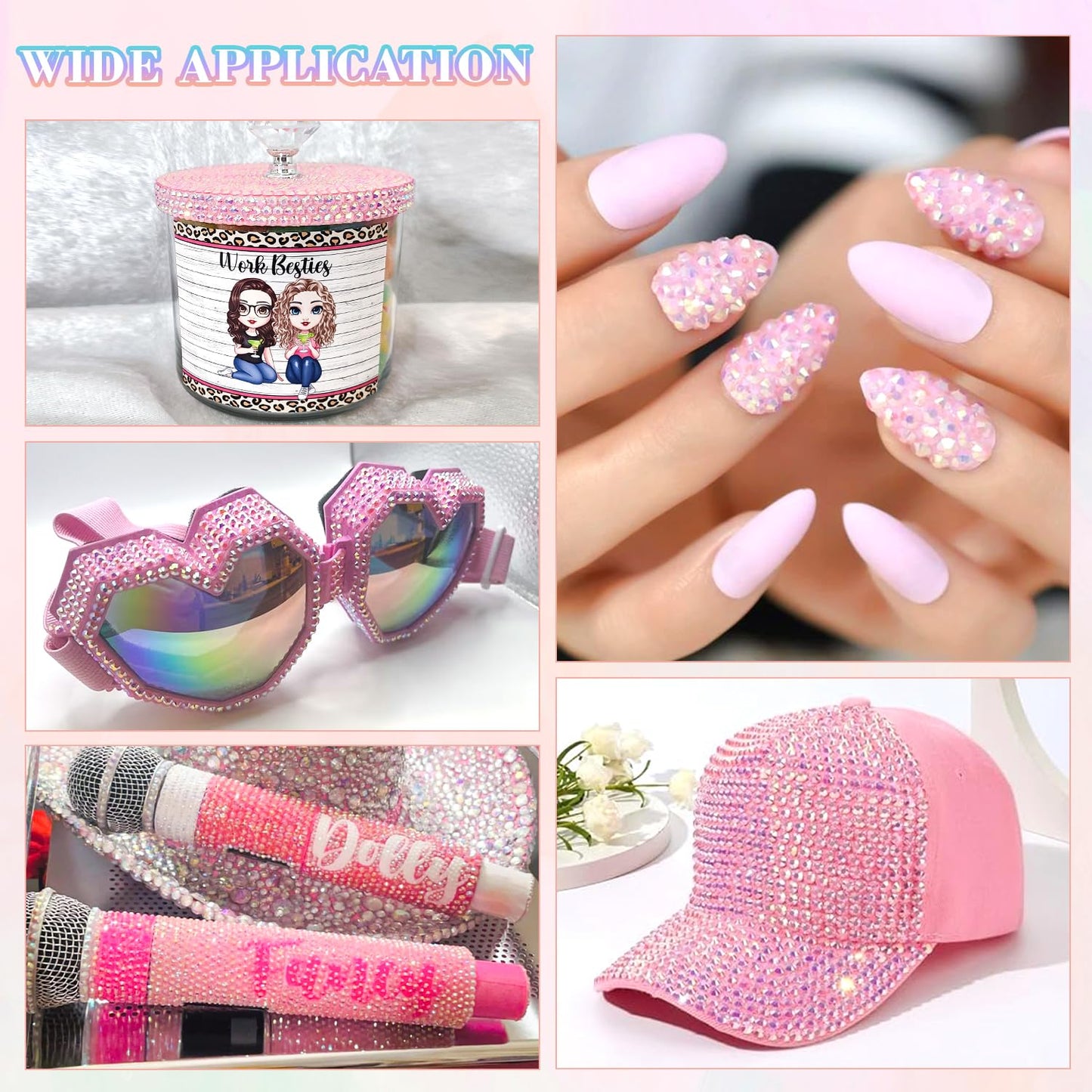 25000Pcs Resin Rhinestones with Tweezers for Crafting, 2-6mm Mixed Sizes (Light Pink AB) Non Hotfix Flatback Gems, Bedazzling Crystal for DIY Crafts Clothing Tumblers Mugs Shoes Decor Nail Art-BrightBean Baby