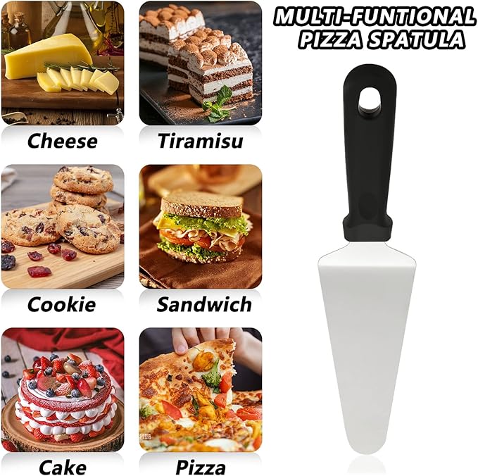 20 Pcs Pizza Spatula Pie Server, 10 Inch Stainless Steel Cake Server Spatula Non Slip Easy to Grip, Triangular Spade Spatulas with Plastic Handle for Desserts Pizza Pie Cake Biscuit