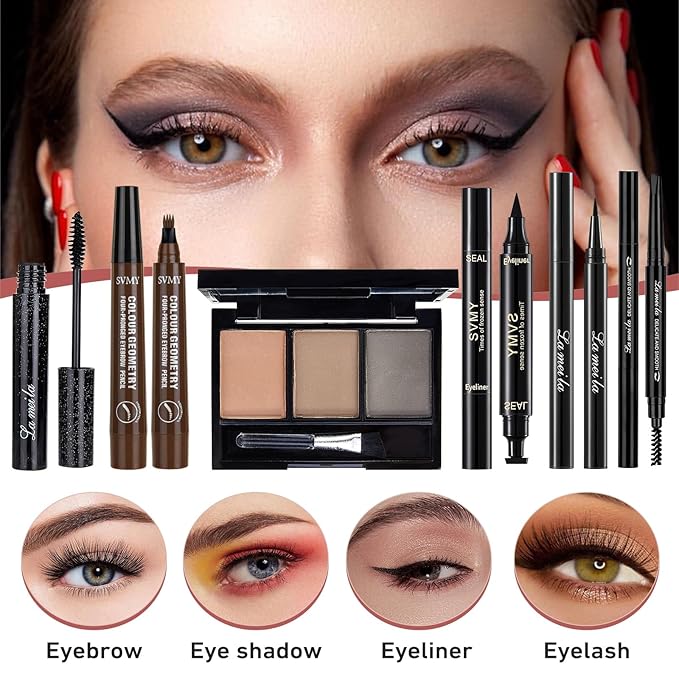 All In One Makeup Kit, Travel Makeup Kit, Makeup Gift Set, Makeup Kit for Women Full Kit, Makeup Bundle Includes Foundation Eyeshadow Palette Lipstick Eyeliner Mascara Contour Stick Cosmetic Brush Set-BrightBean Baby