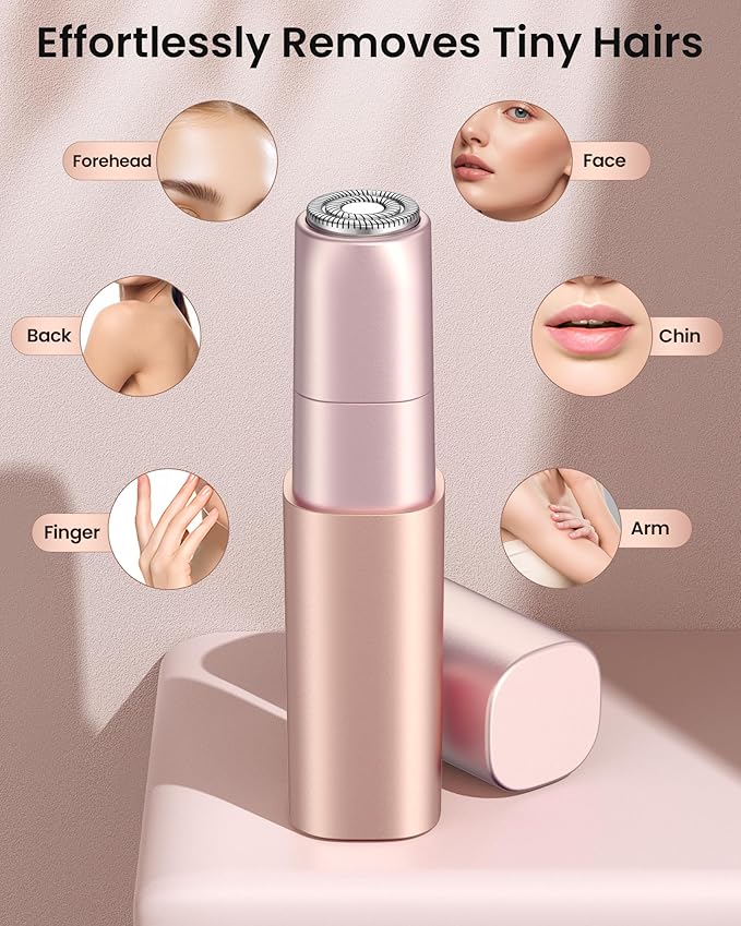 Rechargeable Facial Hair Remover for Women: Painless Mini Face Razors Shaver with 2 Replacement Heads,Electric Facial Hair Removal Device for Upper Lip, Chin & Face for Home & Travel-BrightBean Baby